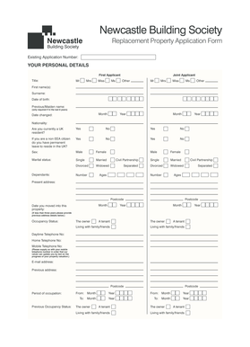 Newcastle Building Society Replacement Property Application Form