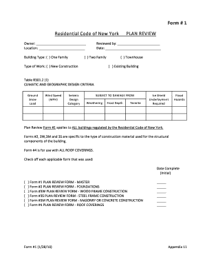 New York Residential Code Plan Review Form
