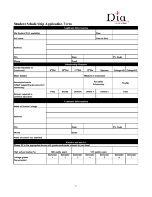 Student Scholarship Application Form