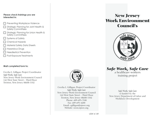 Safe Work, Safe Care Training Registration Form