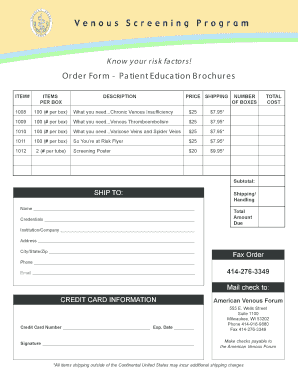Order Form - Patient Education Brochures