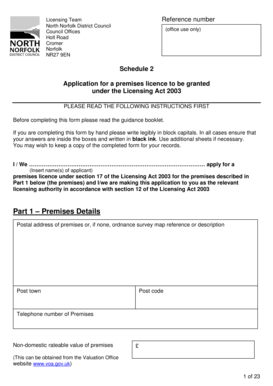 Premises Licence Application