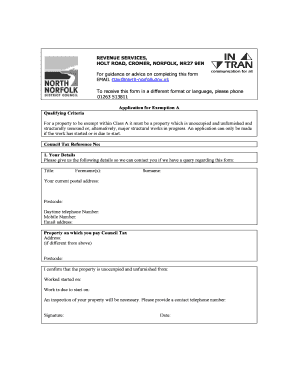 UK Council Tax Exemption Application