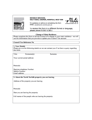 Change of Main Residence Form