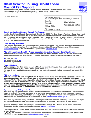 Housing Benefit and Council Tax Support Claim Form