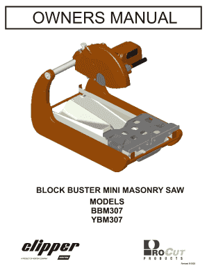 Block Buster Mini Masonry Saw Owner's Manual