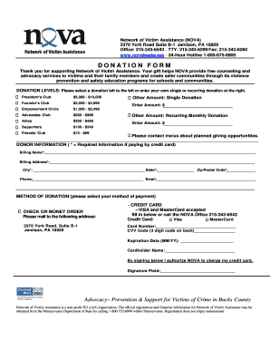 NOVA Donation Form