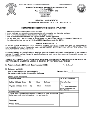 Firearm or Baton Instructor Certificate Renewal Application