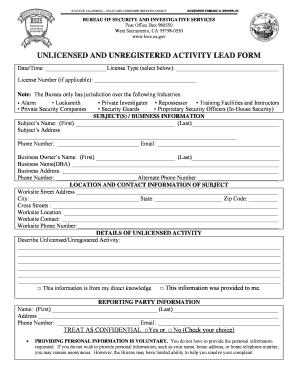 California Unlicensed Activity Lead Form
