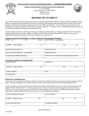 California Report of Incident