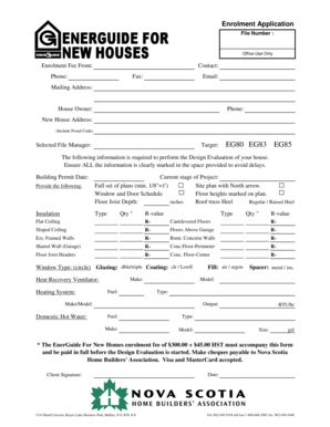 EnerGuide For New Homes Enrolment Application