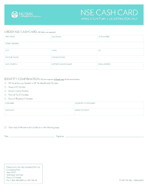 NSE Cash Card Application Form