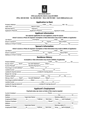 Washington Rental Application Form