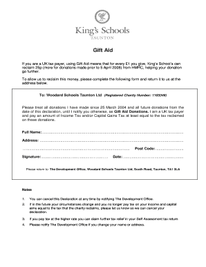 UK Gift Aid Declaration Form