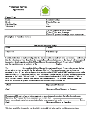 Volunteer Service Agreement