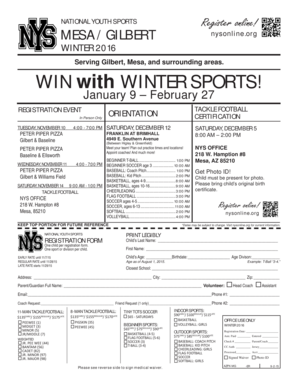 National Youth Sports Registration Form