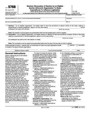 IRS Form 5768 Election/Revocation for 501(c)(3) Organizations