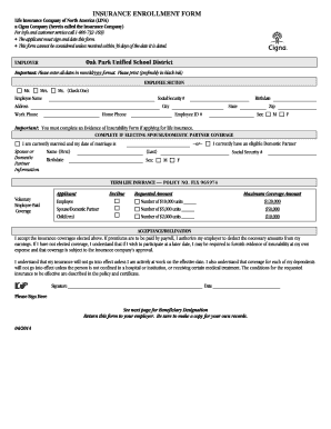 Life Insurance Enrollment Form