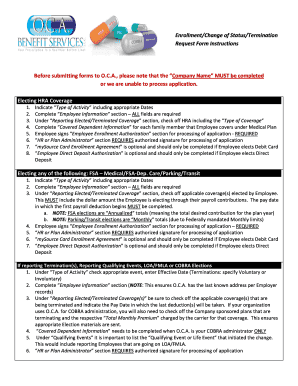Enrollment/Change of Status/Termination Request Form
