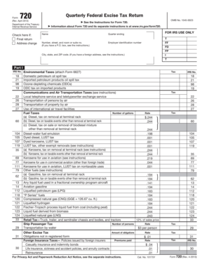 Quarterly Federal Excise Tax Return Form 720