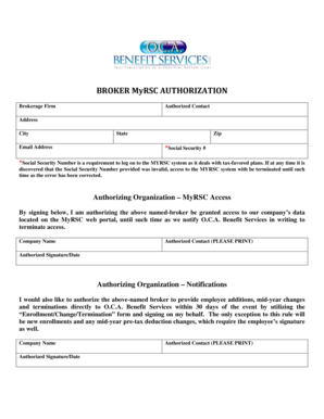 Broker MyRSC Authorization Form