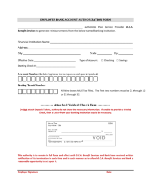 Employer Bank Account Authorization Form