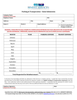 Parking & Transportation Claim Submission