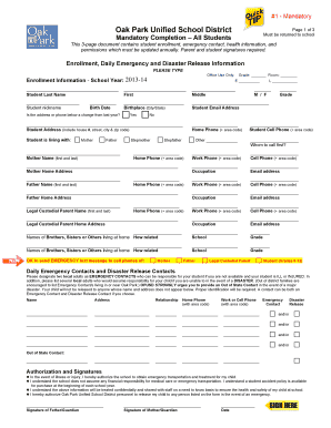 Student Enrollment and Health Information Form