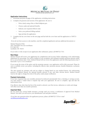 Medical Mutual of Ohio Health and Life Application Form