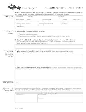 Request to Correct Personal Information
