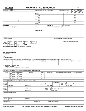 Property Loss Notice Form