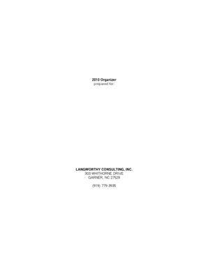 2010 Tax Organizer Form