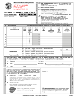 City of Los Angeles Business Tax Renewal Form