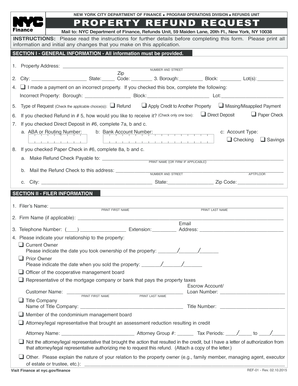 New York City Property Refund Request Form