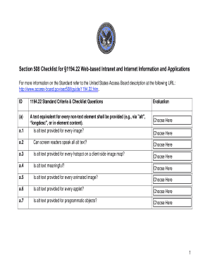 Section 508 Web Accessibility Checklist