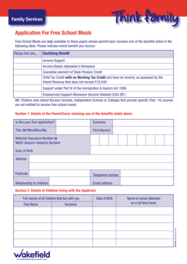 UK Free School Meals Application Form