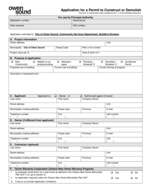 Application for a Permit to Construct or Demolish