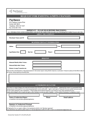 Lab report sample - Limit Increase Request Form - Payliance