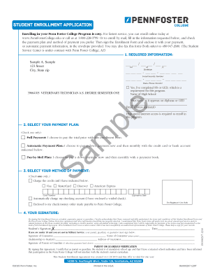 Penn Foster College Student Enrollment Application