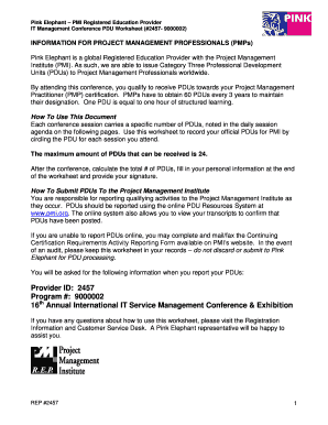 IT Management Conference PDU Worksheet