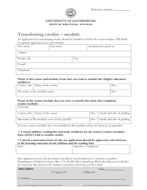 Credit Transfer Application Form