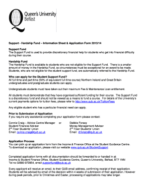 Student Support Fund Application Form 2013/14