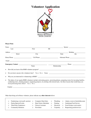 Volunteer Application Form