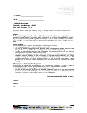 Les Mills Quarterly Training Informed Consent Form