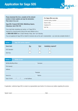 Saga SOS Service Application Form