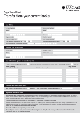 Saga Share Direct Transfer Form