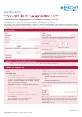 UK Stocks and Shares ISA Application Form