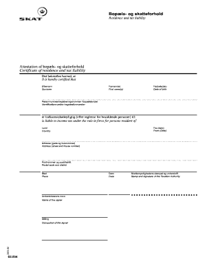 Certificate of Residence and Tax Liability