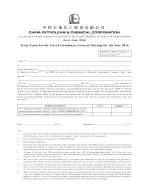 Sinopec Corp Proxy Form 2014