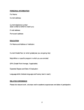 Stavros Niarchos Foundation Internship Application Form